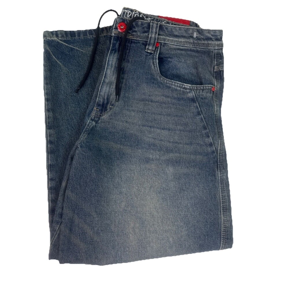 Y2K Vitriol Goth Ultra-Wide Jeans Blue Baggy Hip Hop JNCO Style Mens Size 36x29